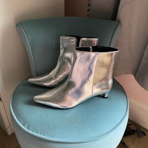 River Island Metallic Silver Ankle Booties